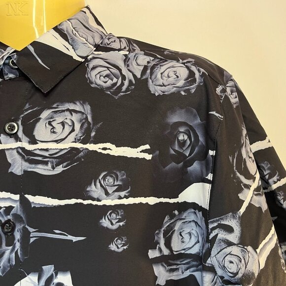 Fresh Prints of Bel-Air Men's Black Rose Print Shirt - Size Medium - NWT - Picture 2 of 4